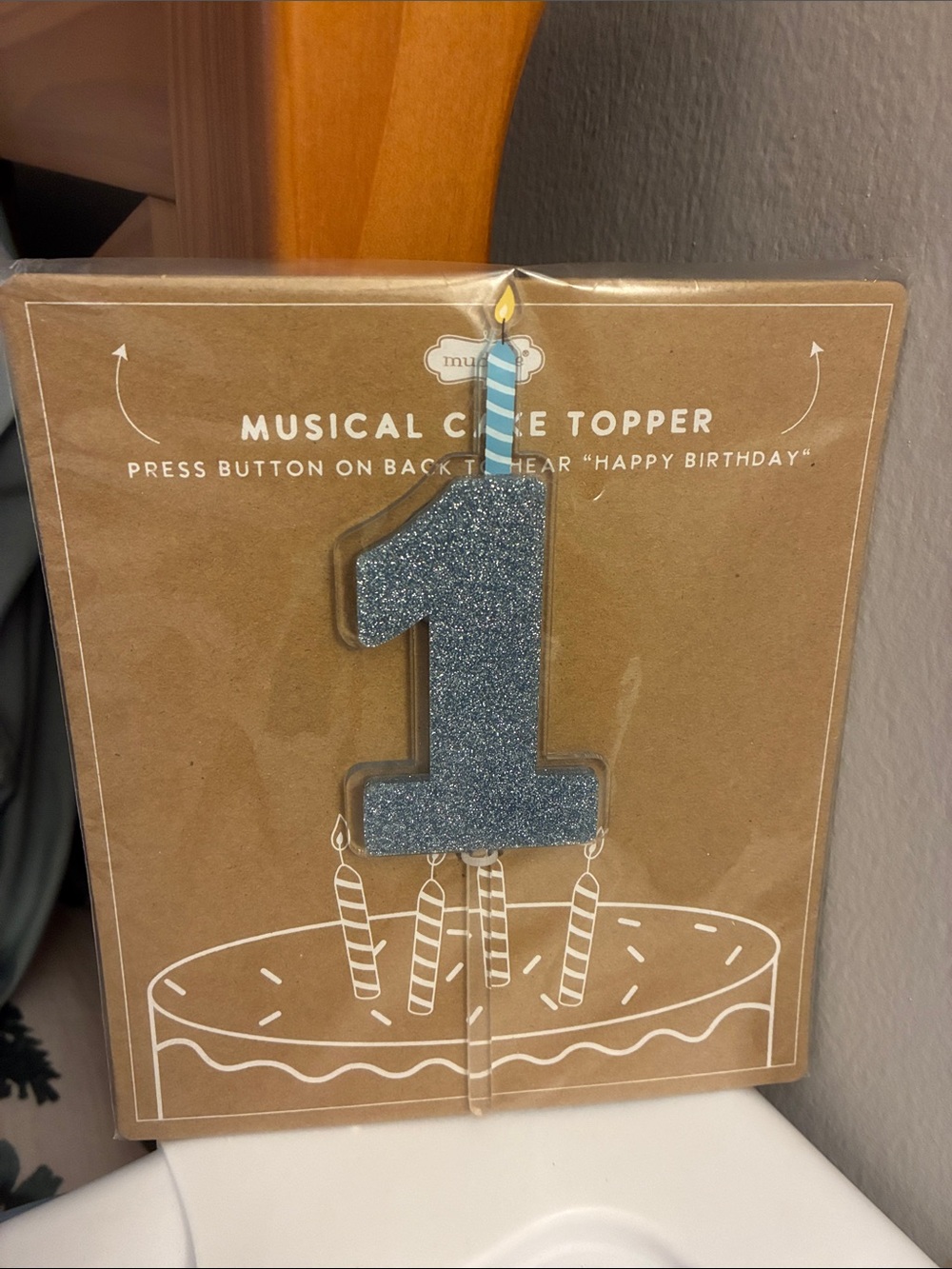 Mud Pie Glitter Number 1 Cake Topper in Blue